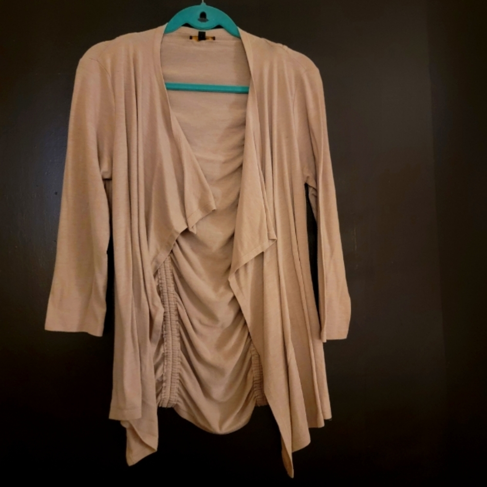 Cupio Beige Knit Open Front Long Sleeve Cardigan Size Large